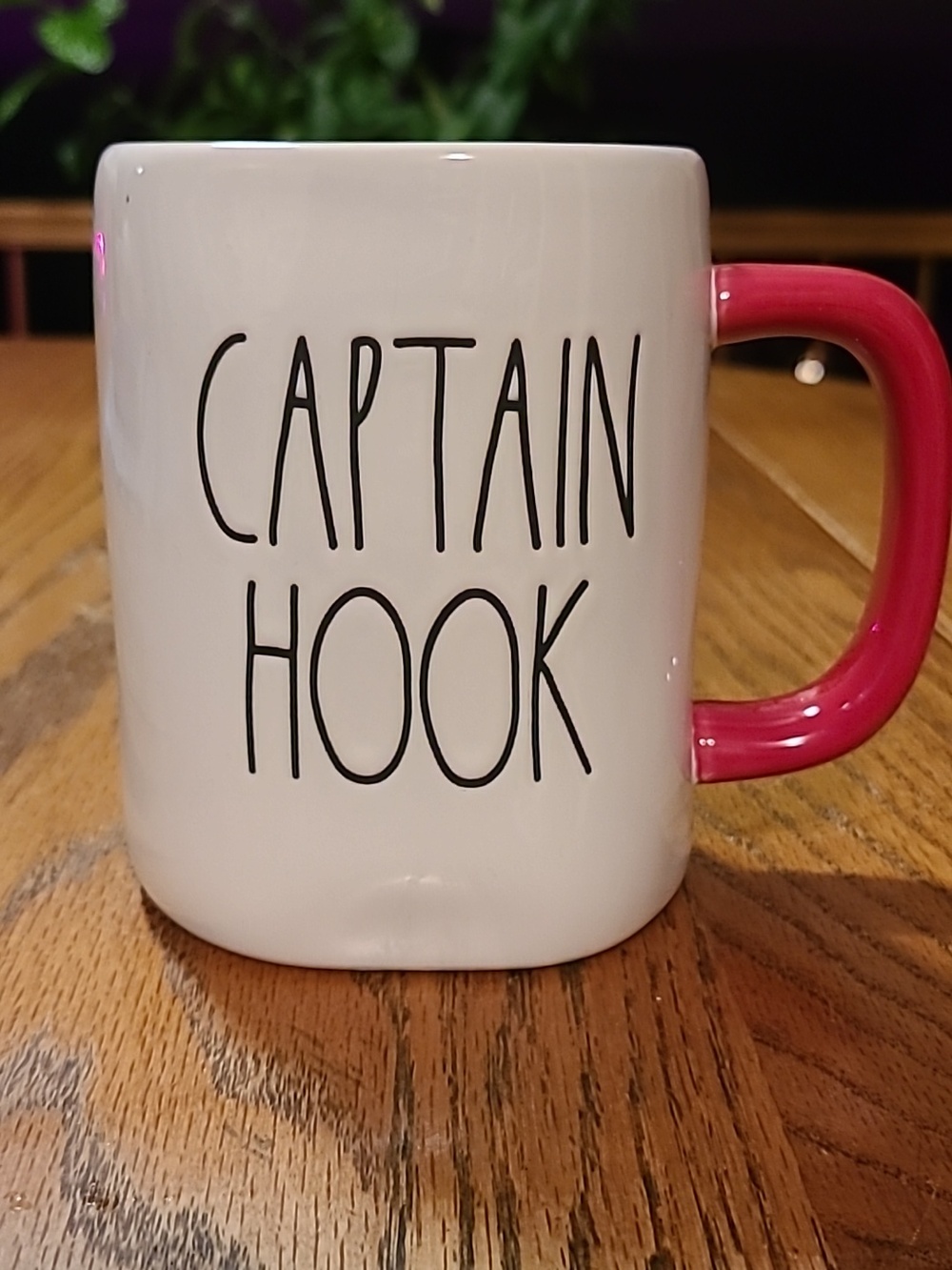 Disney Rae Dunn CAPTAIN HOOK Ceramic Mug with Red Handle
